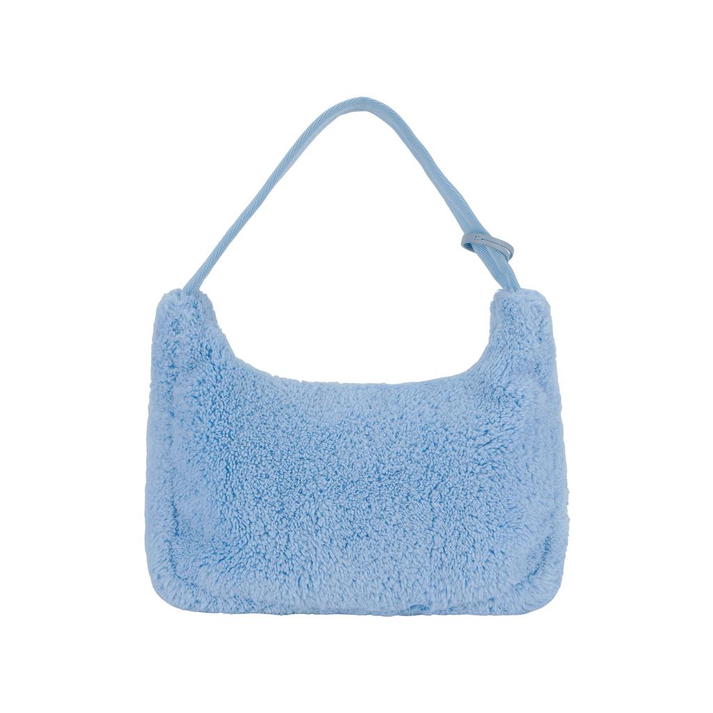 Prada Re-Edition Embroidered Logo Accent 2000 Soft Terry Fabric Hobo Shoulder Bag Mini Women bags Light-Blue Black 1NE515_2DXO_F0D4O