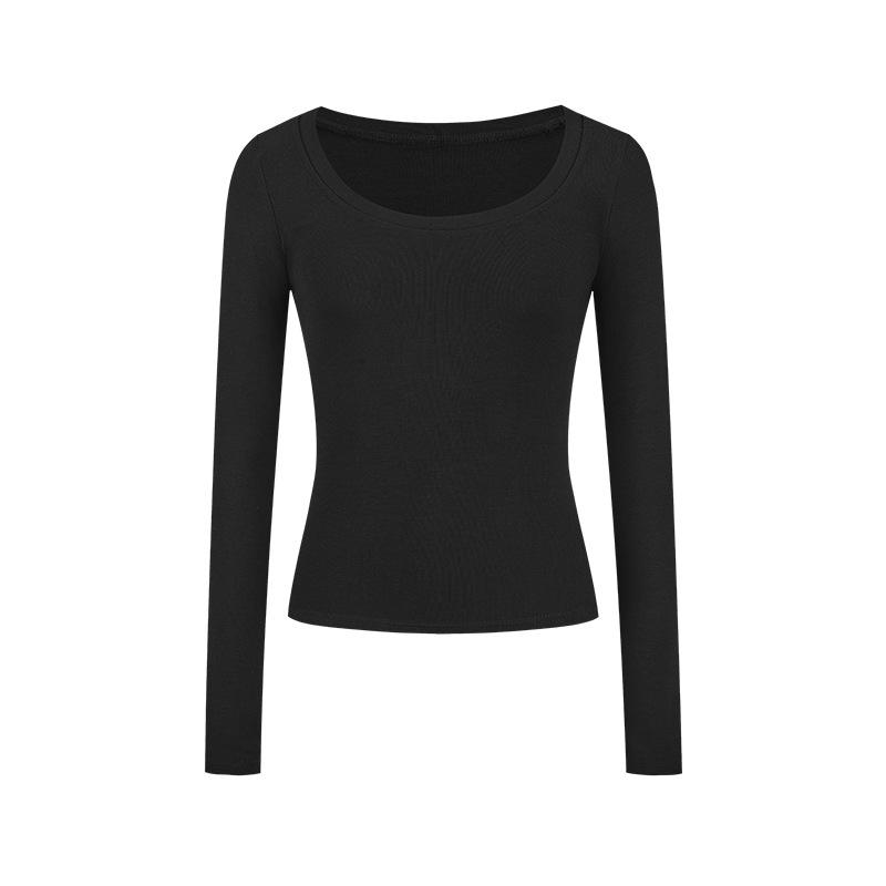 Sultry U-Neck Long-Sleeve T-Shirt for Women - Autumn/Winter Base Layer
