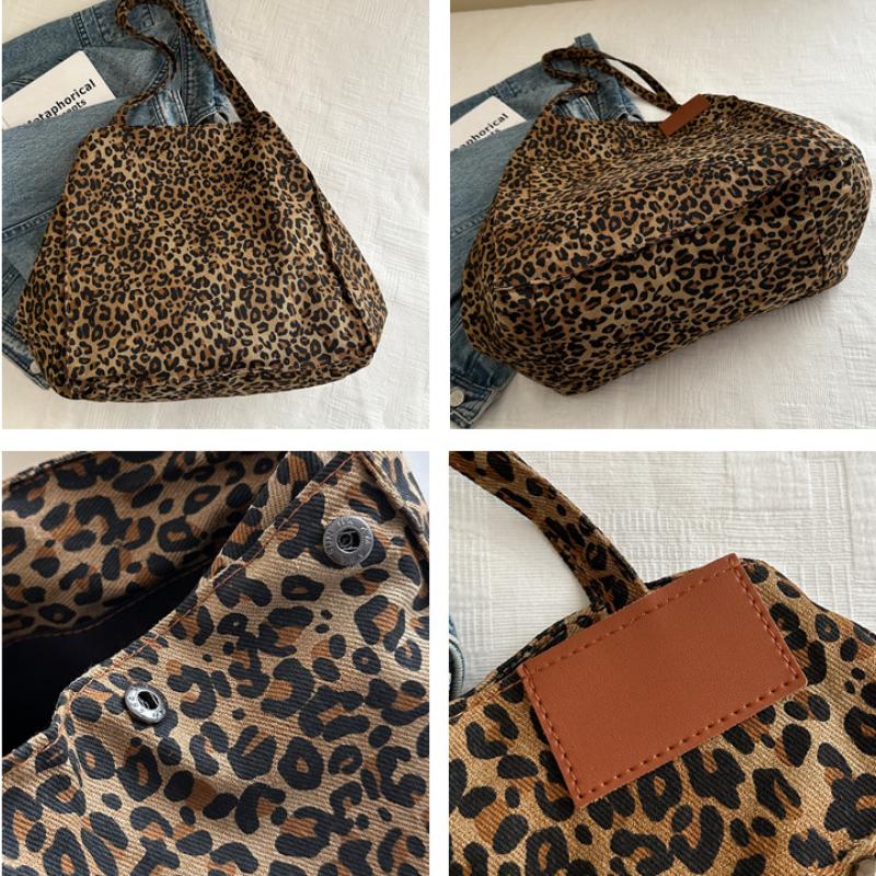 Große Kapazität Leopard Print Mode Schulter Tasche Herbst Einfache Personalisierte Tote Einkaufstasche