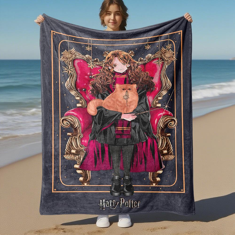 1pc Harry Potter Cat Throne Outdoor Flannel Throw Blanket All Season Soft Warmth,Home Decor 1031183