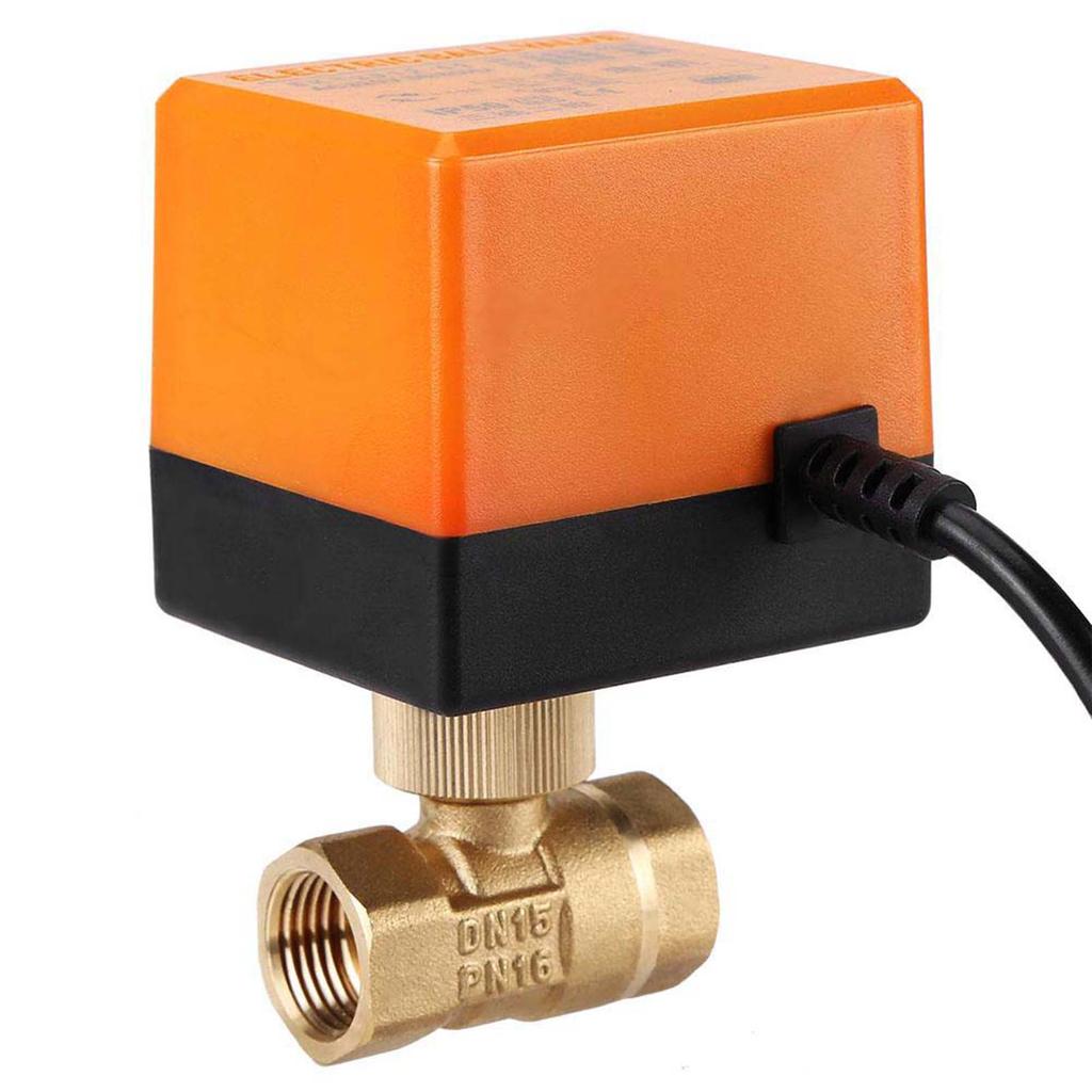 AC 220V Brass Electric Motorized Ball Valve 2 Way 3‑Wire 1.6Mpa Thread DN15 DN25