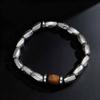 Silver Color Retro Irregular Beaded Bracelet for Men, Chic Tiger Eye Stone Elastic Chain Bracelet, Fashion Punk Jewelry Gift