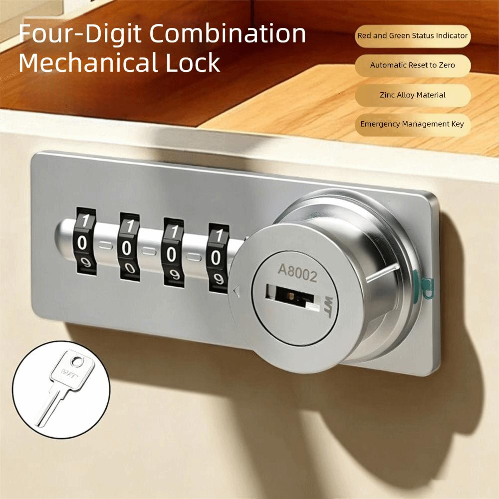 4-Digit Mechanical Password Lock Zinc Alloy Number Security Lockset 4-Digit Code Lock Drawer Use