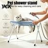 Pet Care Grooming Supplies Table with Foldable Stand, Adjustable Strap, Cat Hammock, 8-Hole Professional Washing Station for Bathing, Nail Trimming
