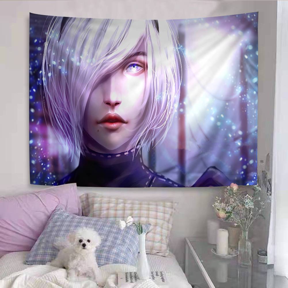 YoRHa 2gou Bgata Colorful Tapestry Wall Hanging Hippie Flower Wall Carpets Dorm Decor Wall Art Decor