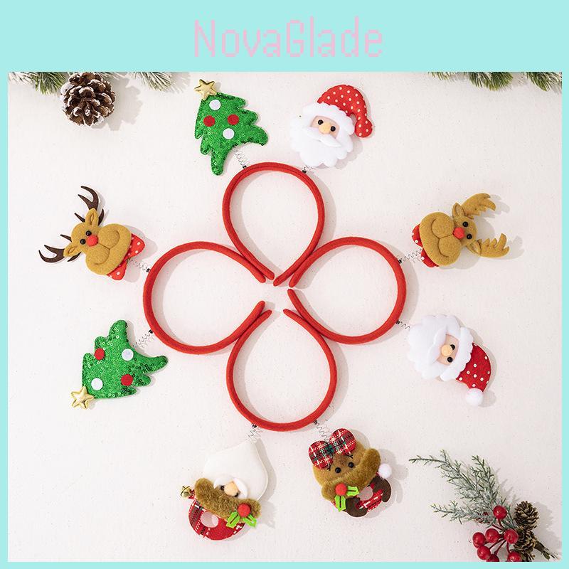 Festive 4pcs Cartoon Christmas Headband Set Featuring Santa And Reindeer Accessories