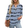 Women's Fashion Striped Print Neck 3/4 Sleeve T-Shirt Top for Everyday Wear
