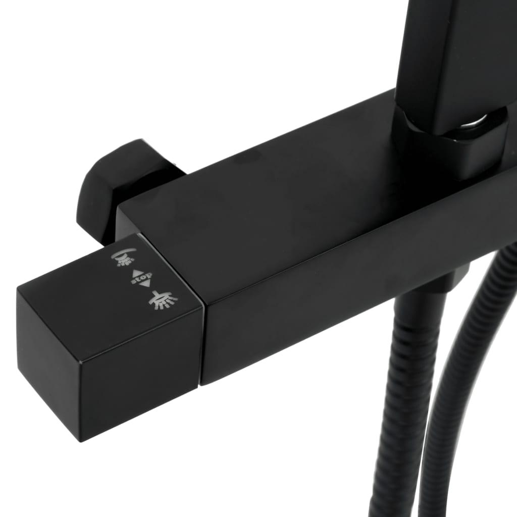 Double Head Shower Set with Mixer Tap Hose Black Brass