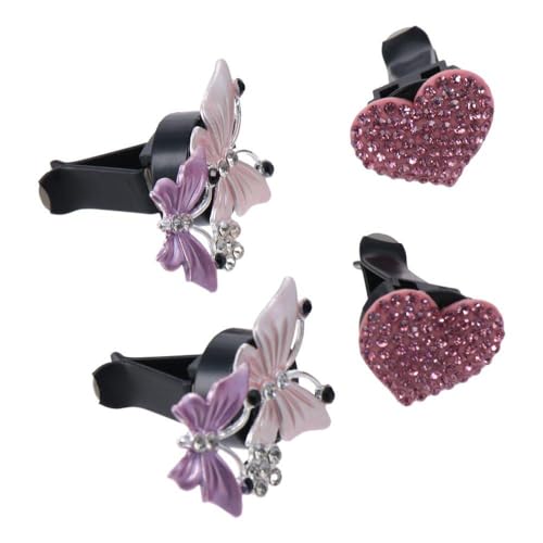 

4 шт. автомобильных зажимов для вентиляции, блестящие сердечки и бабочки для вентиляции, автомобильный освежитель воздуха, блестящие автомобильные аксессуары для женщин, украшения для салона автомобиля со стразами