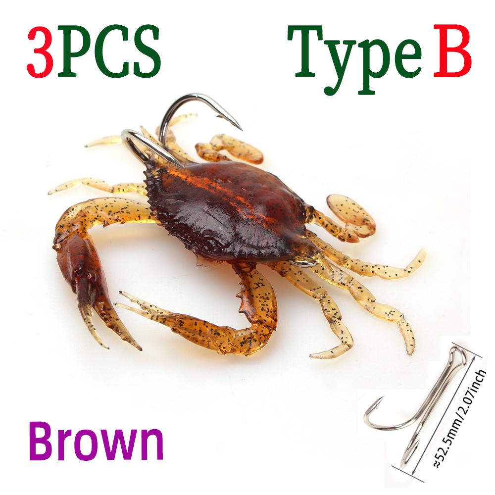 

3шт/6шт реалистичная 3D мягкая рыболовная приманка в виде краба - наживка без водорослей для соленой/пресной воды для окуня, групера, щуки - медленно тонущая, шустрая