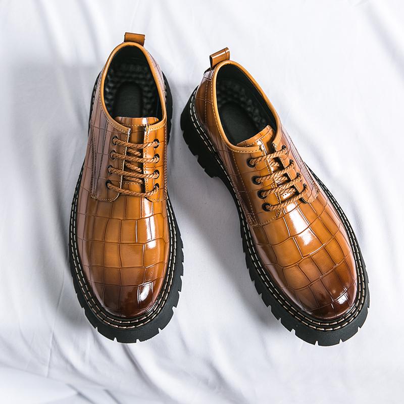 Fashion Fashion Thick Bottom Man Oxford Footwear Lace-Up Outdoor Male Shoes Fashion Casual Shoes Artificial Leather Mens Business Shoes