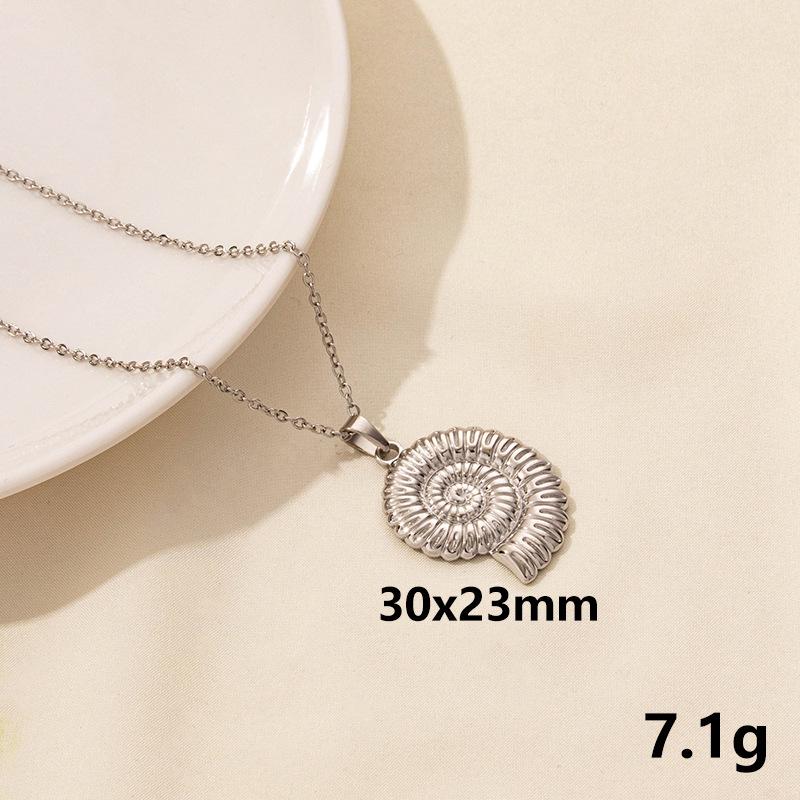 Trendy European-American Geometric Starfish Seashell Stainless Steel Necklace Pendant Jewelry
