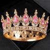 Pink Crystal Tiaras and Crowns Headband for Women Rhinestone Prom Diadem Bridal Wedding Hair Accessories Jewelry Crown Tiara