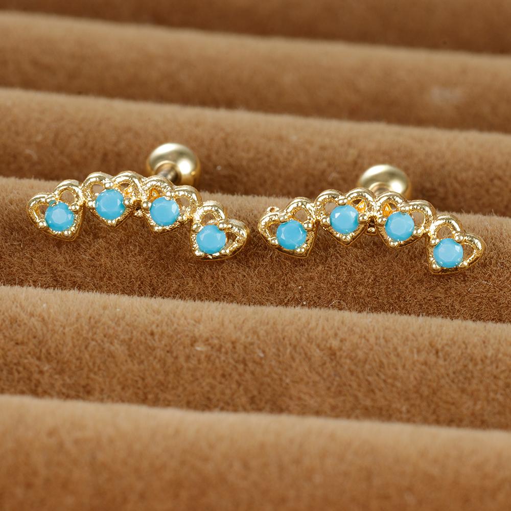 Vintage Gold Color Stainless Steel Butterfly Earrings for Women Zircon Cartilage Piercing Stud Earring Jewelry aretes de mujer
