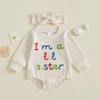 Citgeett Autumn Infant Baby Girl Fall Outfit Letter Embroidered Long Sleeve Bodysuit Bow Headband Clothes