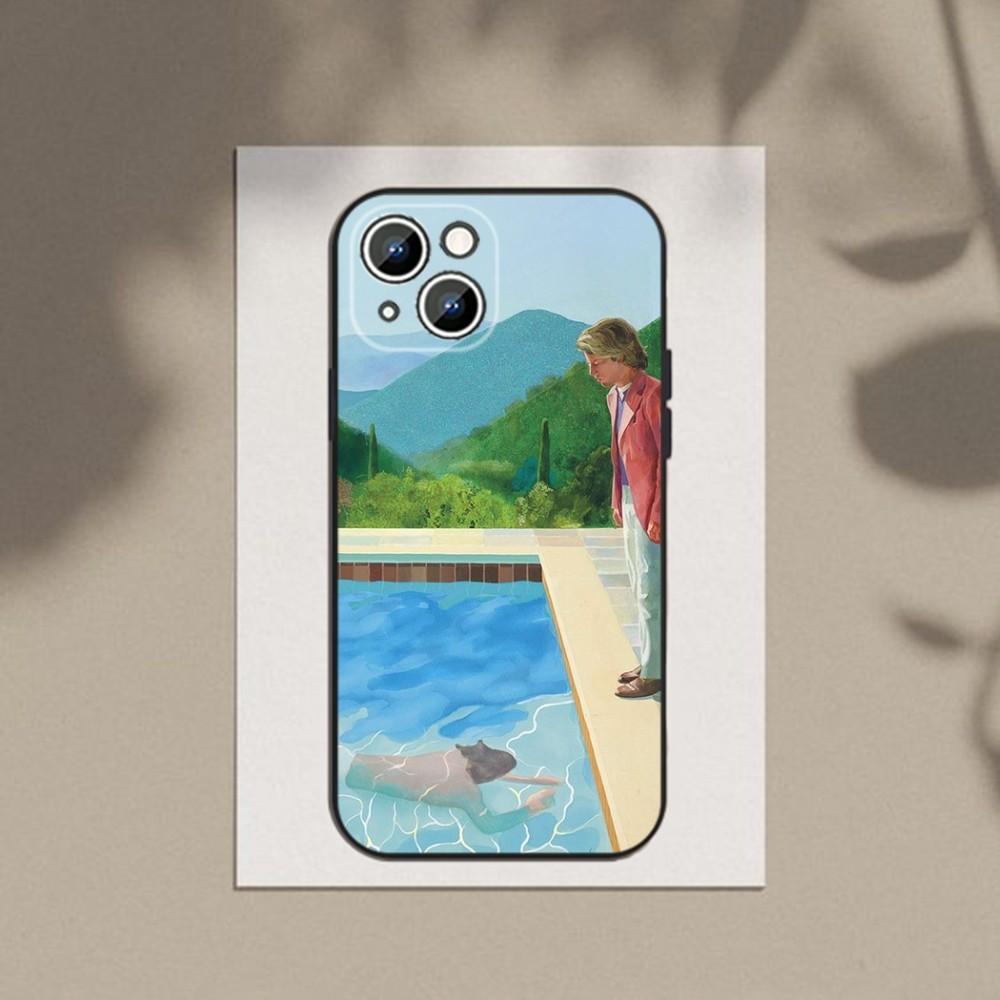 D-David-Hockney Art Phone Case Phone Case For Apple iPhone 15,14,13,12,11,XS,XR,X,8,7,Pro,Max,Plus,mini Silicone Black Cover