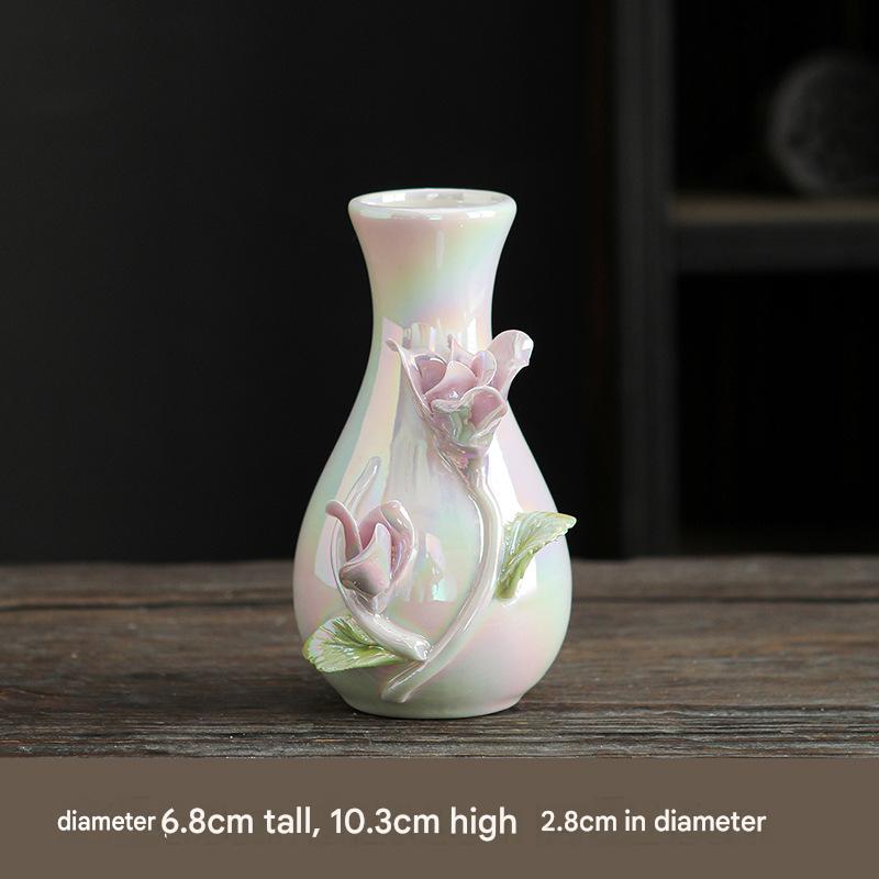 Hand-sculpted flower ceramic vase, ceramic hand-sculpted flower vase, desktop dried flower arrangement decoration