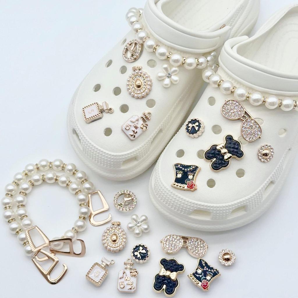Cute Resin Starfish & Shell Croc Shoe Buckles with High-End Flower Accessories