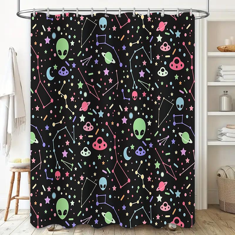 Galaxy Shower Curtain Space Universe Starry Sky Celestial Decor Bathroom Set Modern Abstract Pattern Backdrop