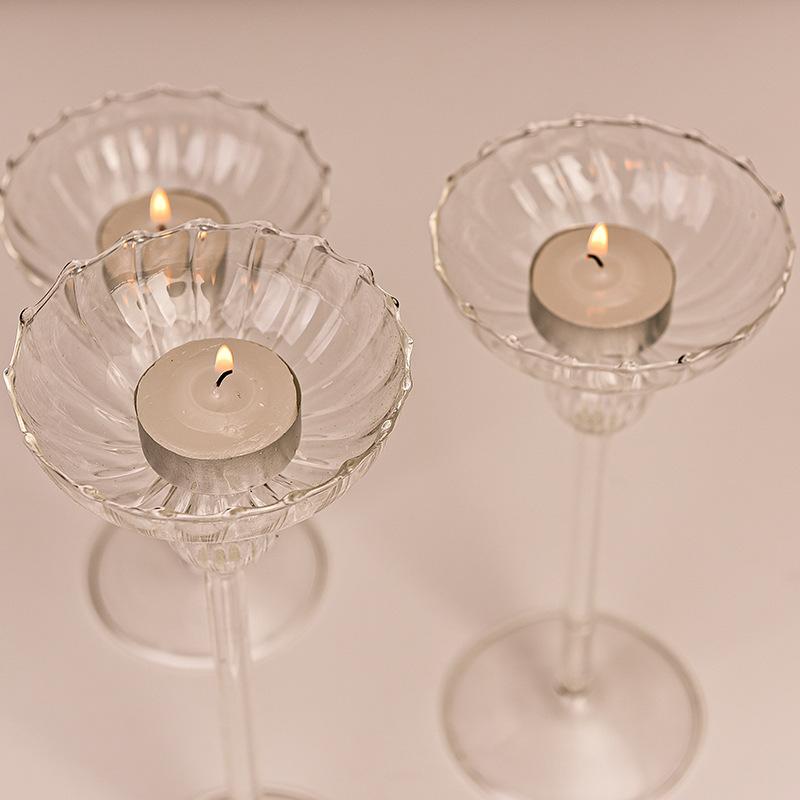 Tall Striped Candle Holders Christmas Decoration Candlelight Dinner Candlesticks Props room Decoration Wedding Table Top Items