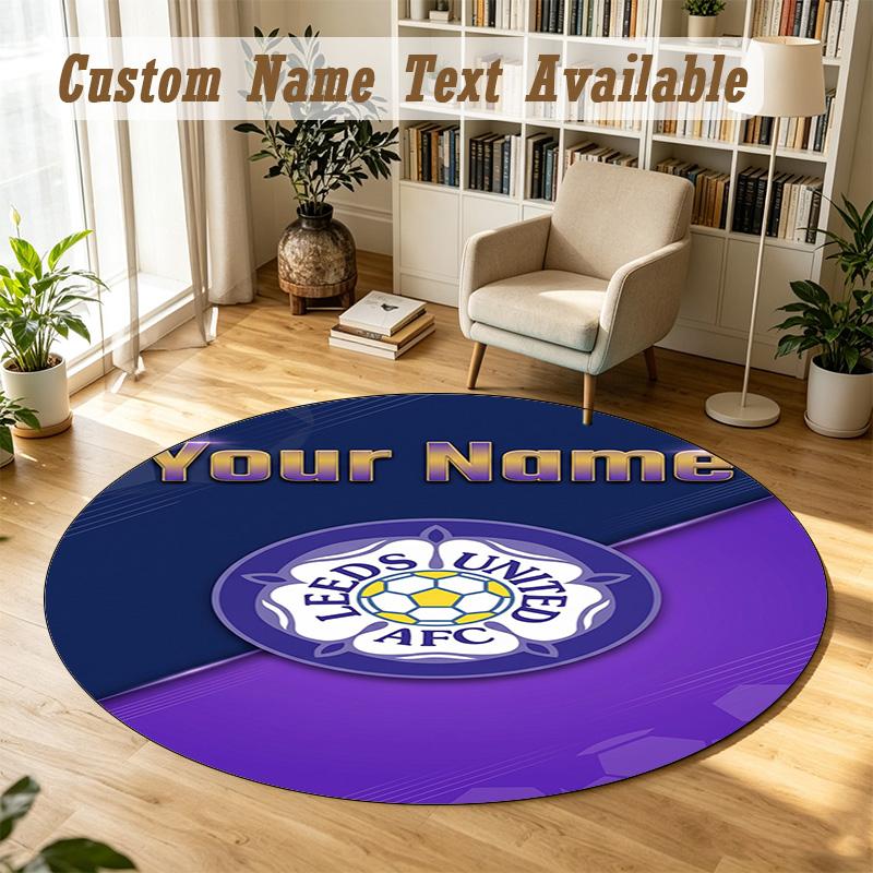 Round Rug Custom NameLeeds United Pattern Non Slip Carpet Home Floor Decor