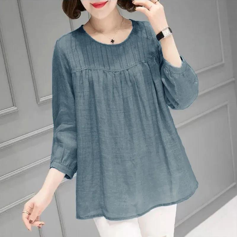 

Женские однотонные хлопковые льняные топы летние свободные рубашки большого размера XXXL