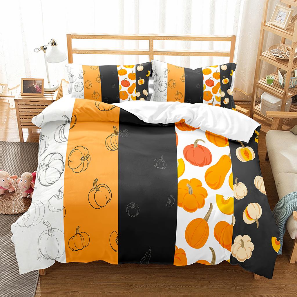 Pumpkin Lantern Duvet Cover Set Polyester Comforter Cover King Queen Full Twin Size Bedding Set With Pillowcase Halloween Gift