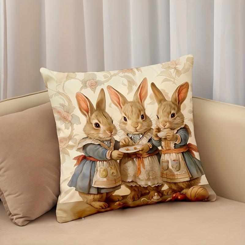Osterdekoration Kissenbezug Kaninchenmuster Druck Kissenbezug Wohnzimmer Sofakissenbezug Schlafzimmer Heimdekoration Geschenk