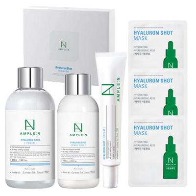 Koreana Hyaluronic Shot 3-piece Special Set (toner + Emulsion + Cream) + 3 Hyaluronic Shot Mask Packs