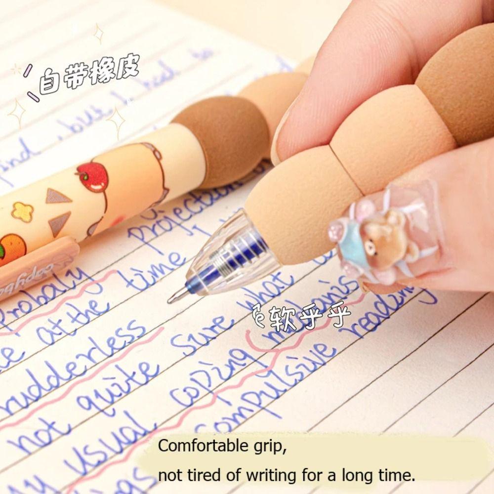 4PCS Aesthetic Capybara Erasable Pen Cartoon 0.5mm Gel Pen Cute Writing Pen Office Supply