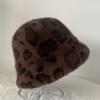 Winter leopard print bucket hat female trend versatile European and American imitation mink fur basin hat popular elements