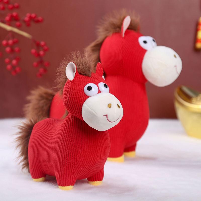 1Pcs Cartoon Anime Cute Pillow 22/28Cm Simulation Pony Doll Zodiac Horse Year Mascot Stuffed Plush Toy Children'S Birthday Gift