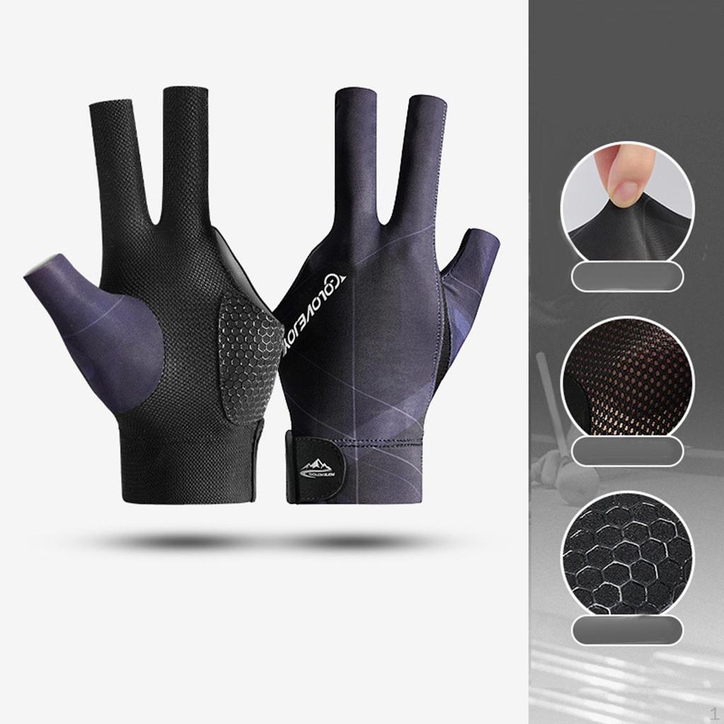 3 Fingers Gloves Pool Left Hand Snooker Indoor Game Anti Slip Elastic Breathable Professional