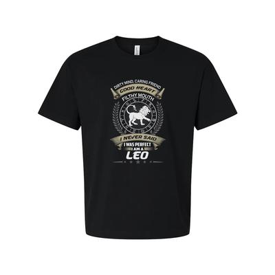 Leo Zodiac Sign Graphic Unisex T Shirt With Emblem Laurel Wreath And Star Accent