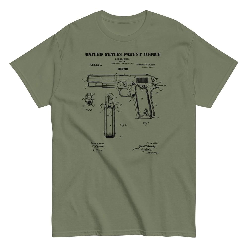 1911 PISTOL PATENT, 45 Cal GUN Unisex Classic T-Shirt