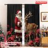 2pcs 2D Flat Printing Christmas Curtain Santa's Deer Friend Polyester Fabric Without Electricity Festive Curtains Perfect for