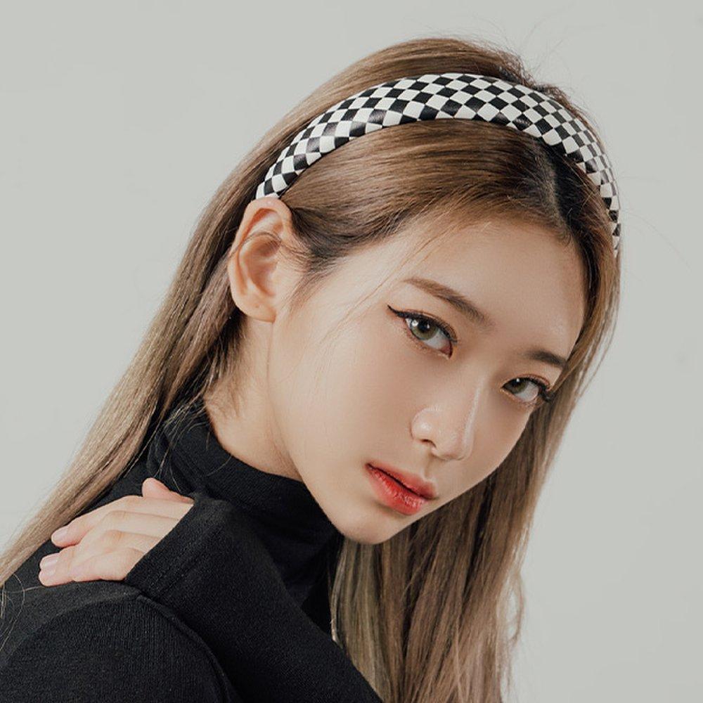 Handmade Chess Volume Hairband (21Hb020) Black and White