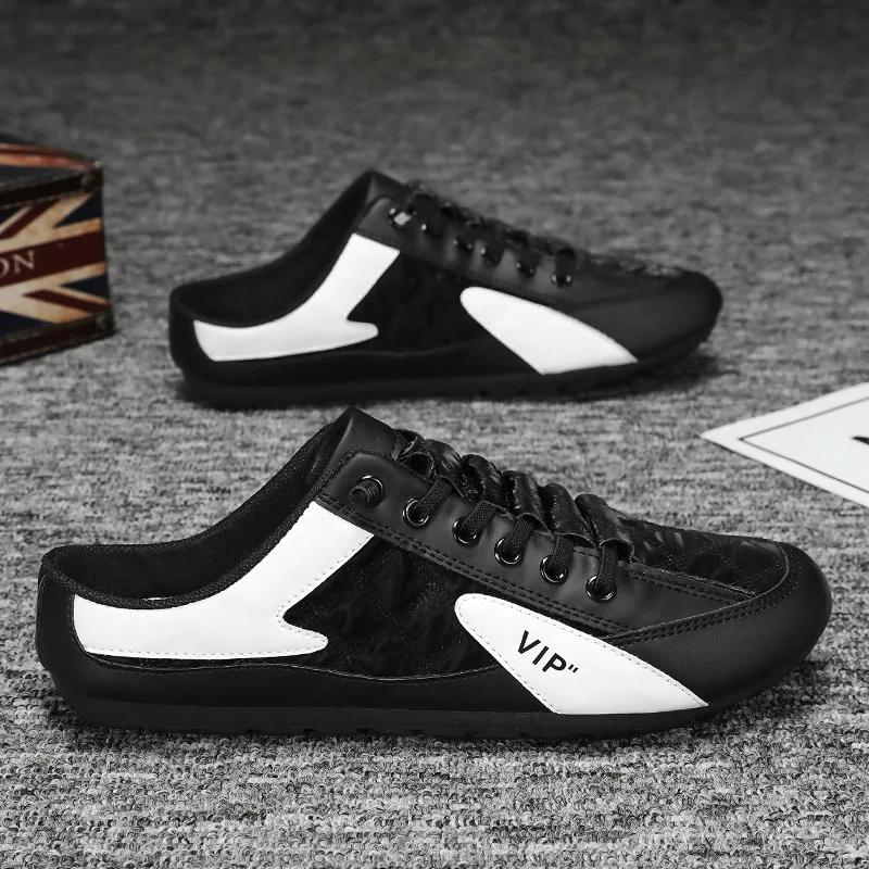 Pusčības vīriešiem Vasaras elpojošas, plakanas apakšas ikdienas apavi Vīriešu mīkstās zoles atbalsta svārki Moderni, ērti braukšanas apavi