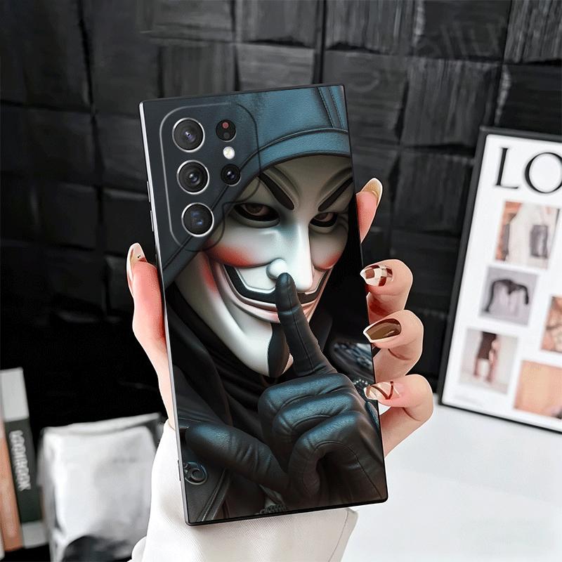 Anonymous V Mask Soft Phone Case for Samsung Galaxy S26 S25 Edge S24 Ultra S23 Plus S22 S21 FE S20 Black Cover Back Shell