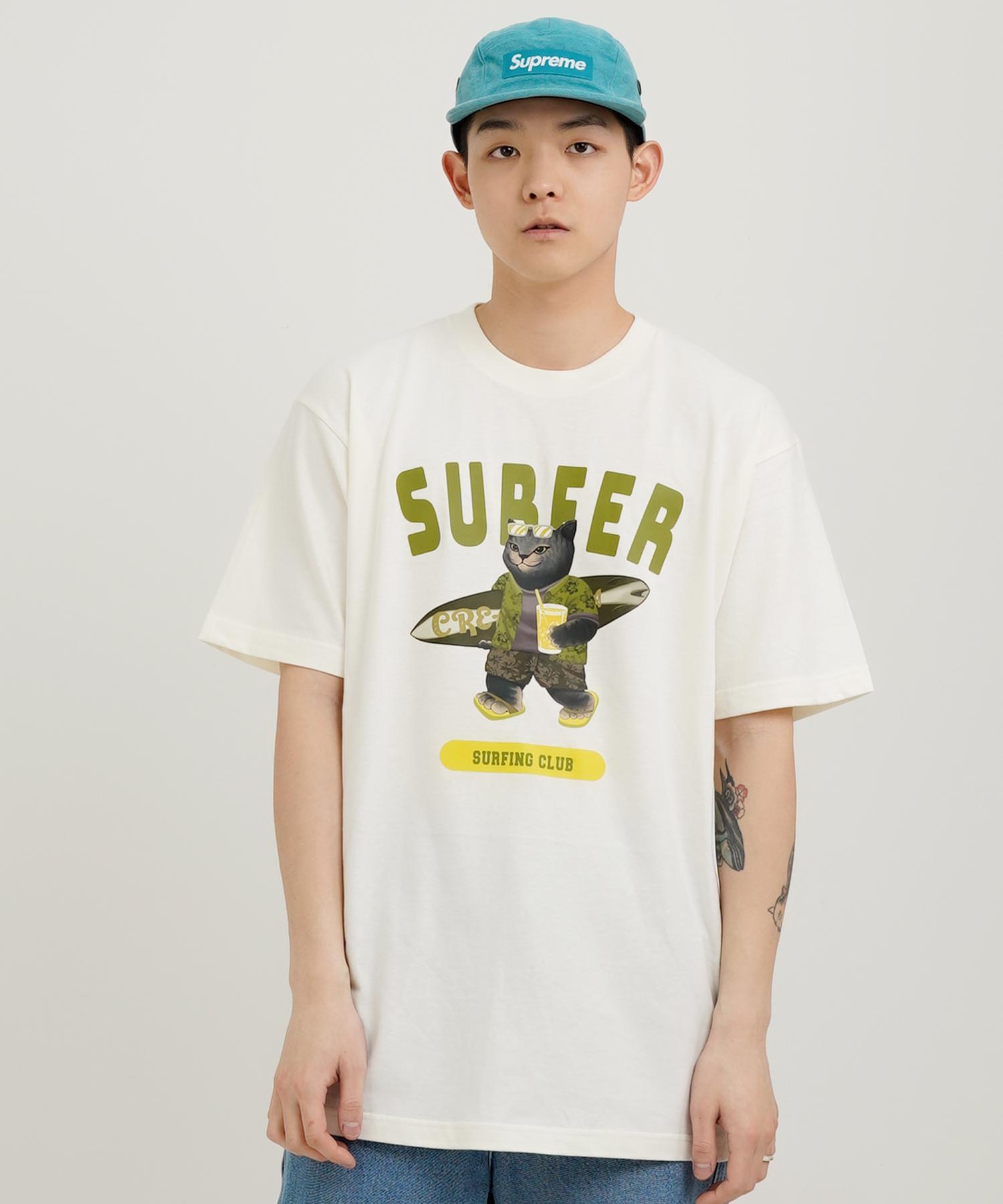 Cream Soda Lab Gray Surfer Short Sleeve Tee Ivory Lime Xxl