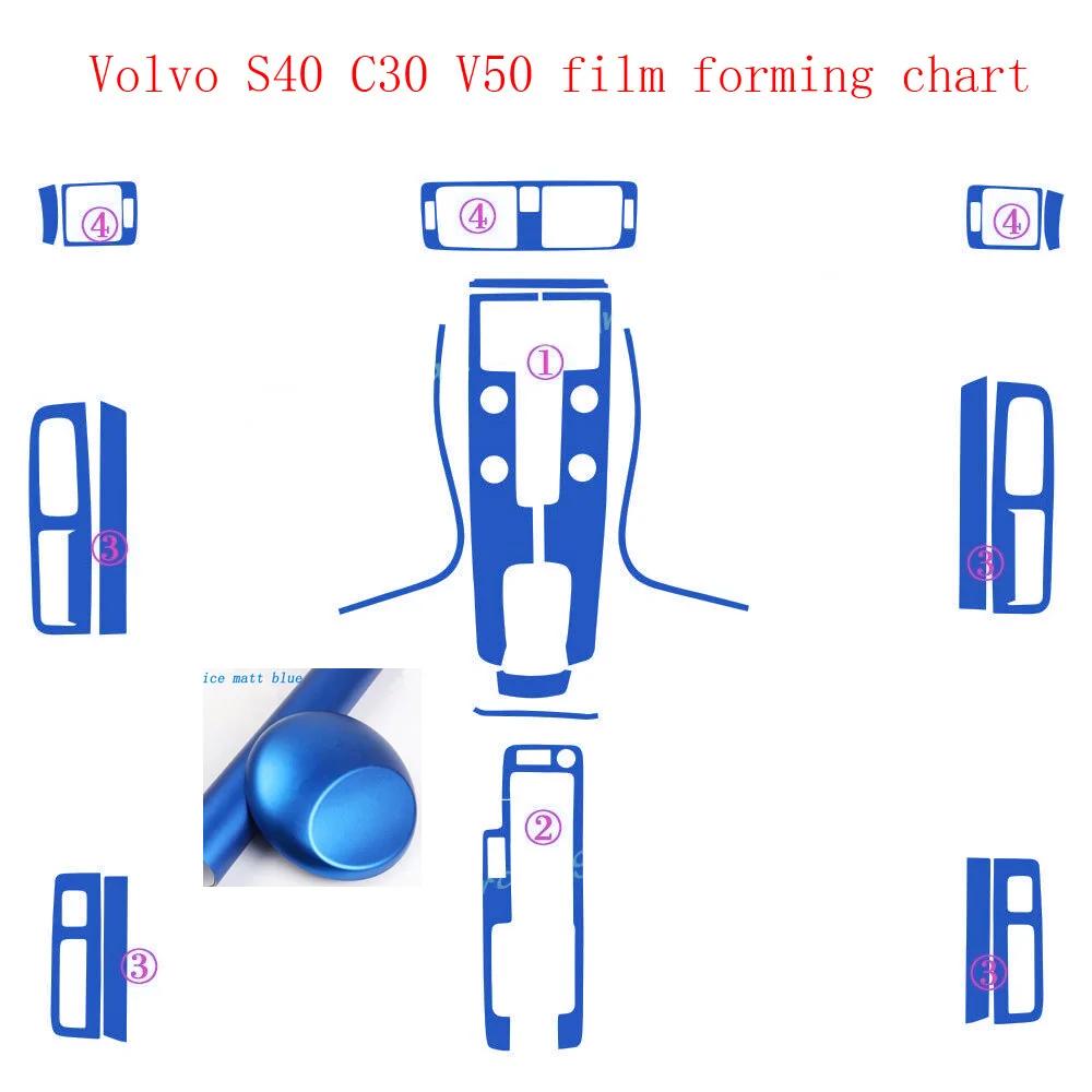 For Volvo S40 V50 C30 Interior Central Control Panel Door Handle 5D Carbon Fiber Stickers Decals Car styling Accessorie