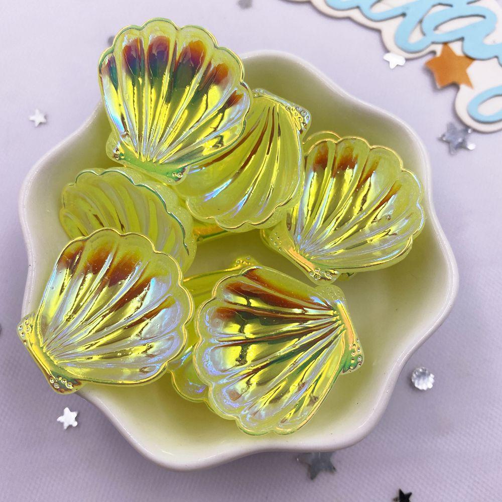 10PCS Colorful AB Resin Glitter Shells Flat Back Cabochon Stone Scrapbook DIY Bow Decor Home Figurine DIY Craft Supplies