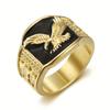 Huitan Vintage Eagle Rings for Men/Women Punk Hip Hop Unisex Jewelry Black Red Enamel Flying Eagle Biker Rings Daily Party Gift