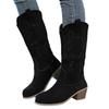 Large Size Women's Embroidered Boots 2025 Autumn and Winter New Retro Round Head Thick Heel V Mouth Western Cowboy Boots