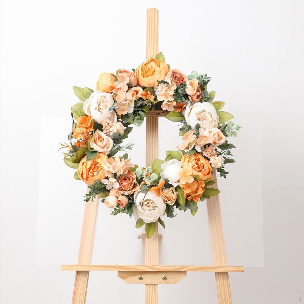 Artificial Peony Wreath Flower Arrangement Sturdy Garland for Anniversary Window
