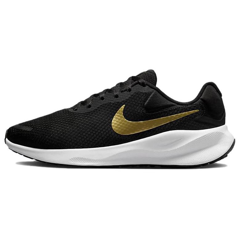 New Nike Revolution 7 Black White Metallic Gold Women's FZ6829-002