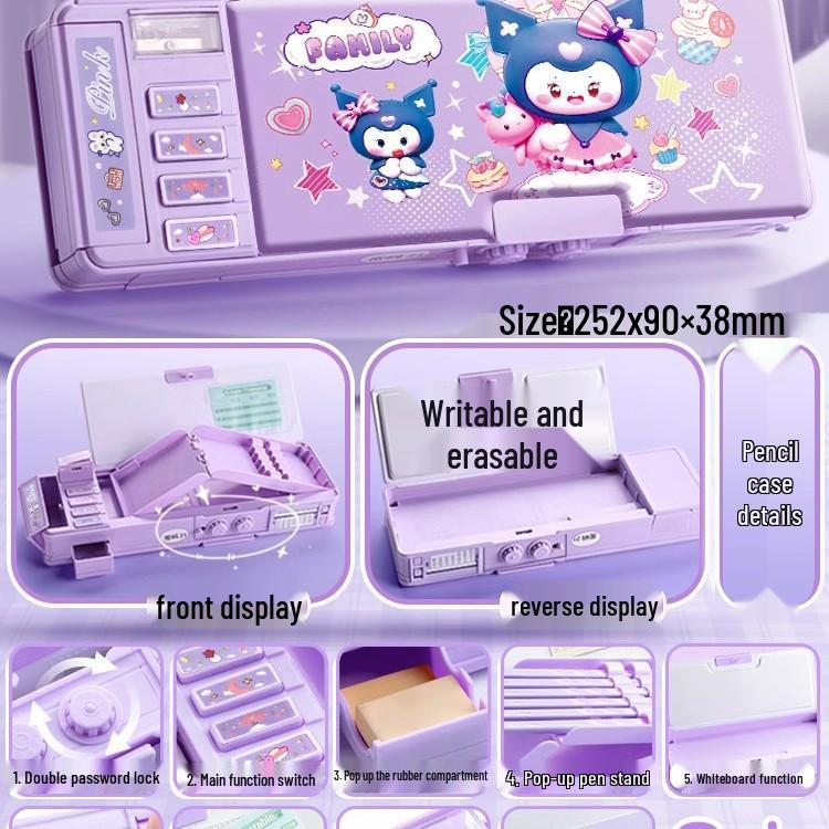 Høyteknologisk multifunksjonelt dobbeltsidig penal med passordlås for jenter og gutter