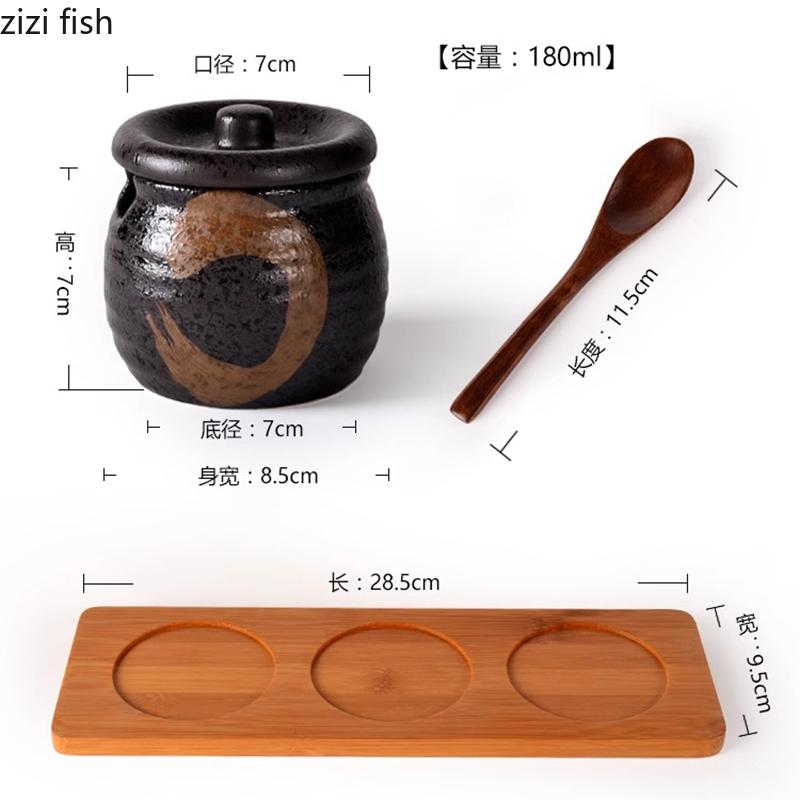 Japanese Style Ceramic Seasoning Jar Creative Seasoning Bottle Salt Jar Pepper Spice Jar Sugar Jars Household Kitchen Tools