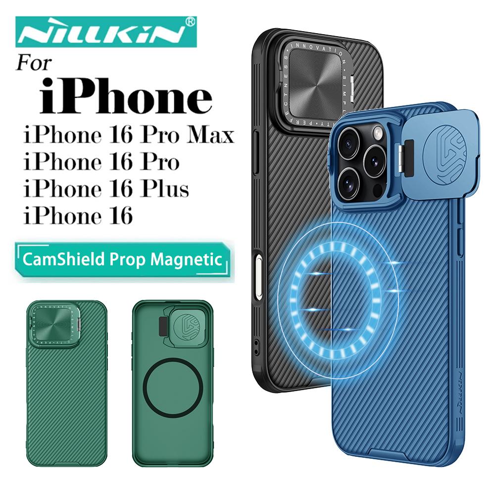 

Для iPhone 16 Pro Max чехол для телефона Nillkin CamShield Prop магнитный жесткий PC+TPU чехол противоударный задняя крышка iPhone 16 Pro чёрный