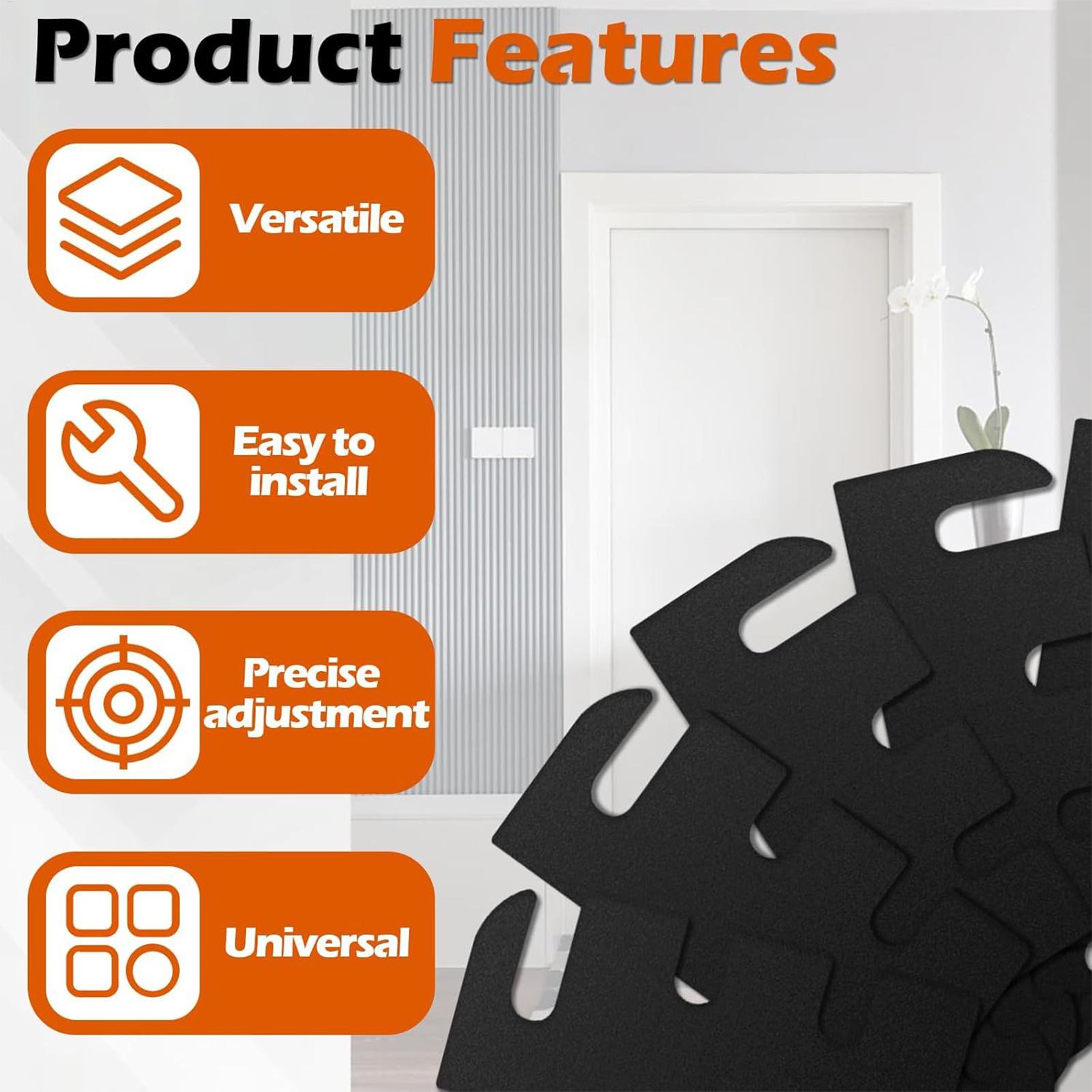 10 Pieces Door Hinge Shims Accessories Sturdy Easy to Install Replacement for Repair Hinge Spacer Gasket for Home Furniture Door nero